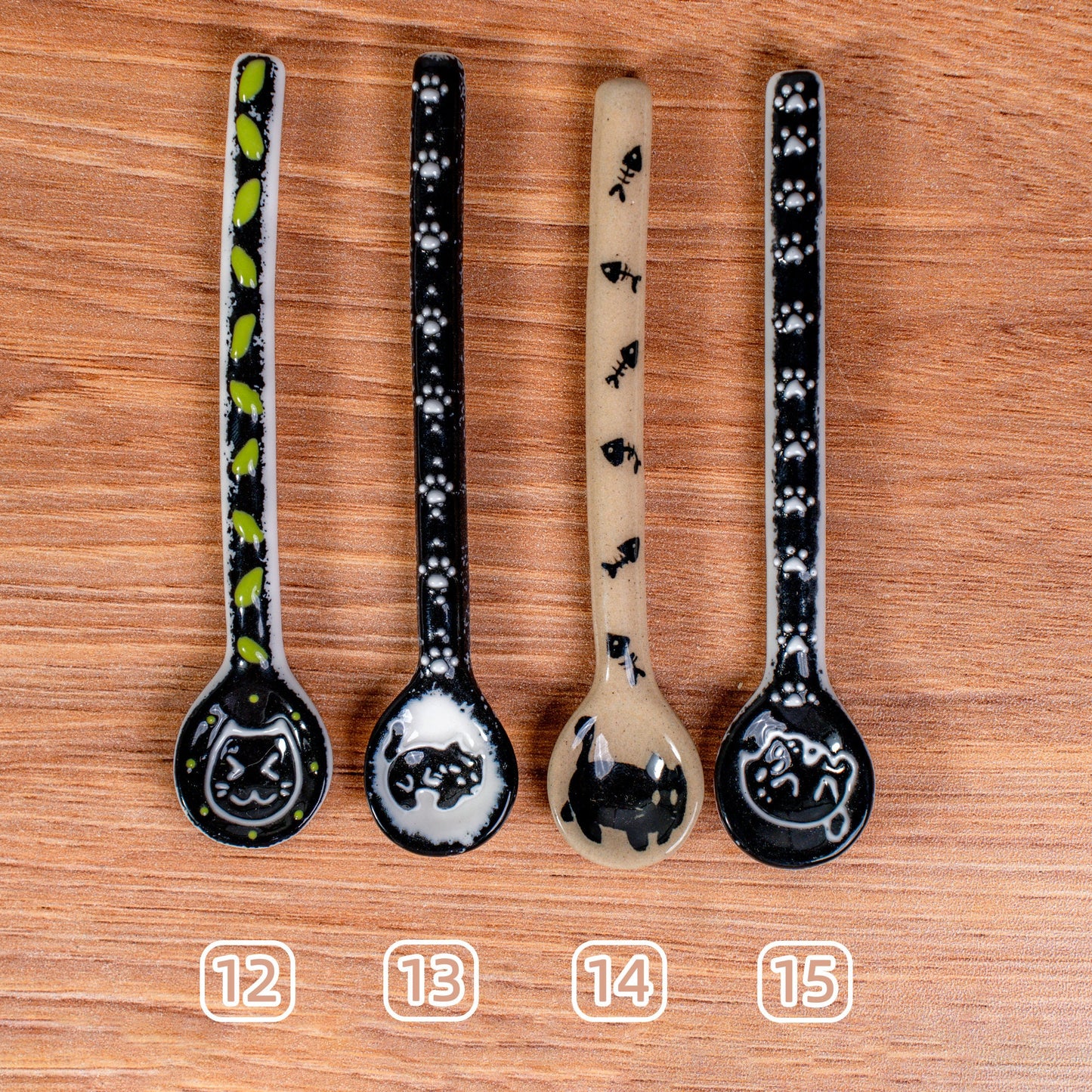 Cartoon Cat Spoons-restaurant, handmade stirring spoon, honey, sugar, coffee, tea-hanging spoons cute cat spoon ceramic spoon made in German