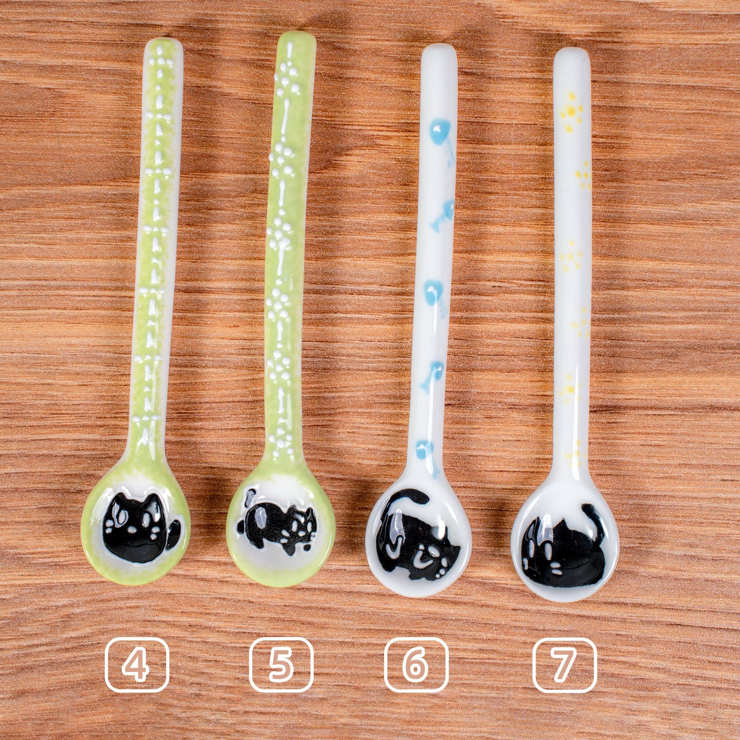 Cartoon Cat Spoons-restaurant, handmade stirring spoon, honey, sugar, coffee, tea-hanging spoons cute cat spoon ceramic spoon made in German