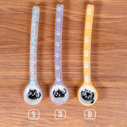 Cartoon Cat Spoons-restaurant, handmade stirring spoon, honey, sugar, coffee, tea-hanging spoons cute cat spoon ceramic spoon made in German