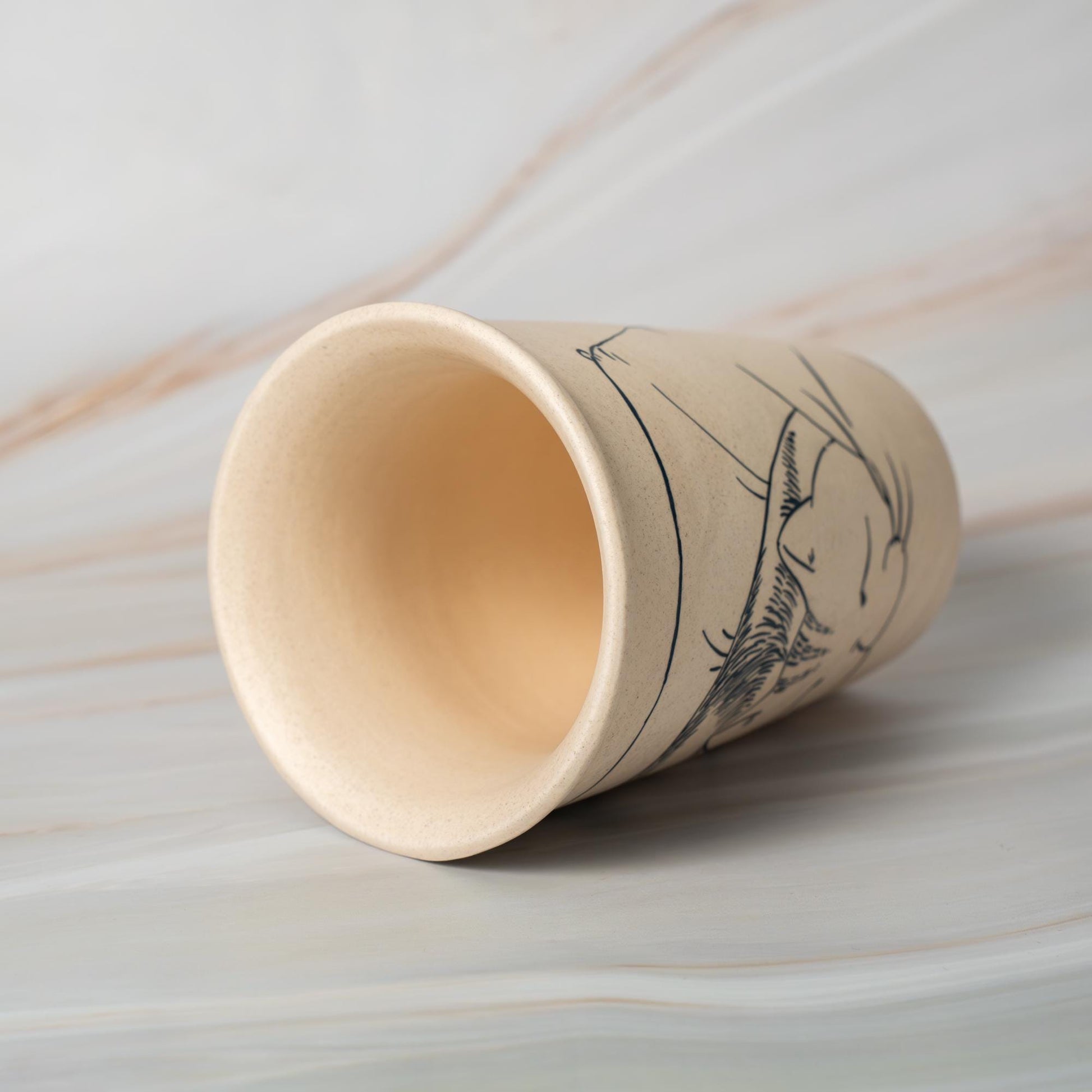 Lazy Cat Ceramic Tumbler Handpainted Kitty Espresso Mug Sketch Art Style Funny Pet Tea Cup Comic Style Coffee Cup Cute Birthday Gift for Kid