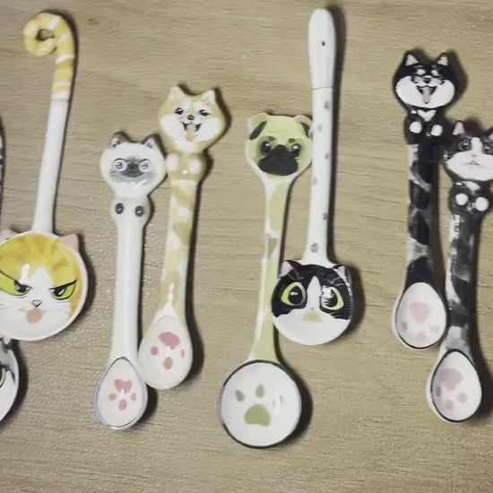 Custom Pet Spoons Handmade Personalized Ice Cream Scoop Cute Dog Spoons Porcelain Cat Spoon Gifts for Pet Owner Dog Spoon  Housewarming Gift