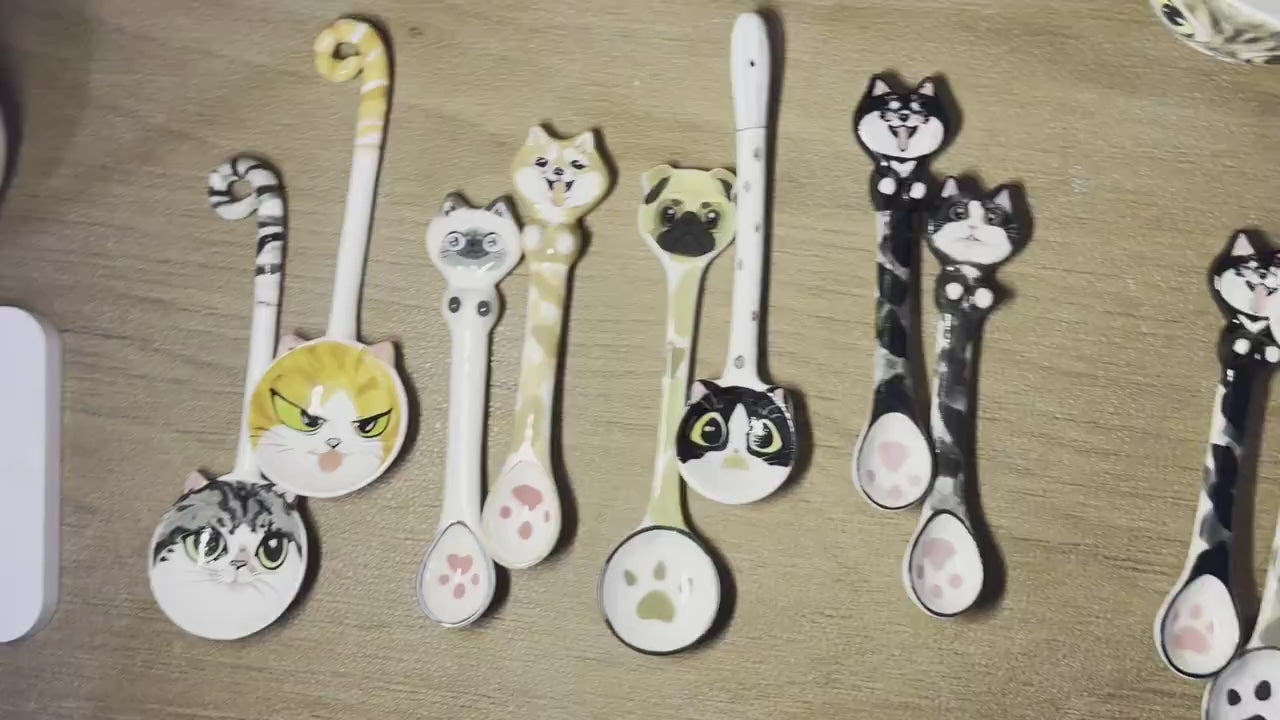 Custom Pet Spoons Handmade Personalized Ice Cream Scoop Cute Dog Spoons Porcelain Cat Spoon Gifts for Pet Owner Dog Spoon  Housewarming Gift