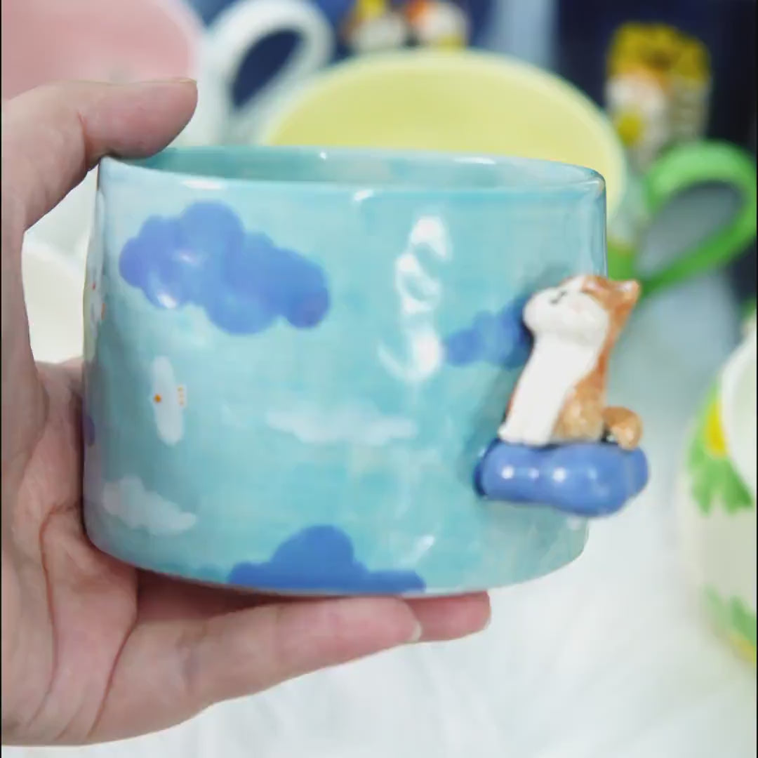 Custom Pet Handmade Coffee Mug Personalized Cat Mug Birthday Gift for Pet Owner Family Gift Cute Dog Puppy Cappuccino Mug  Hidden Animal Cup