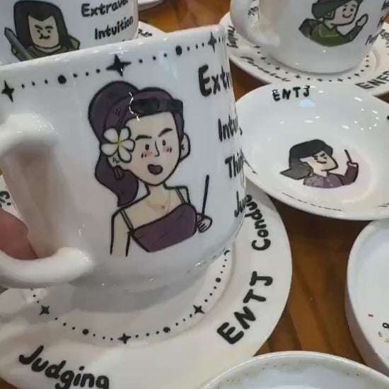 Custom MBTI Mug Zodiac Mug Handpainted MBTI Coffee Mug&Dish Intj Entj Intp Esfj Cup Introvert Myers Briggs Personality Mug MBTI Gift for mom
