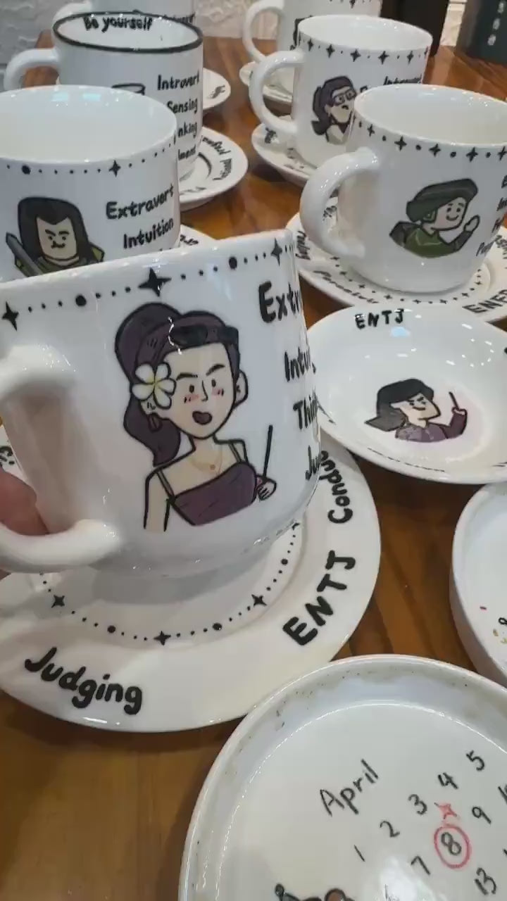 Custom MBTI Mug Zodiac Mug Handpainted MBTI Coffee Mug&Dish Intj Entj Intp Esfj Cup Introvert Myers Briggs Personality Mug MBTI Gift for mom
